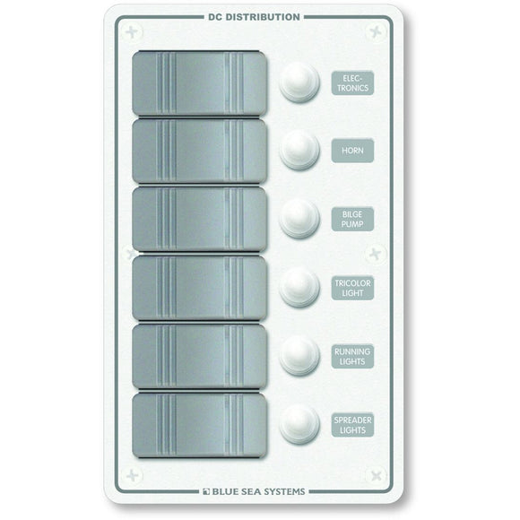 Blue Sea 8273 Water Resistant Panel - 6 Position - White - Vertical [8273]