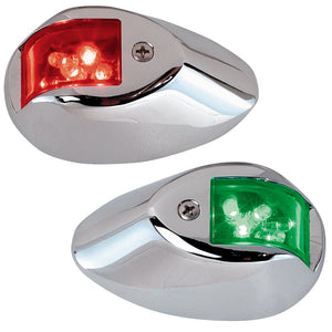 Perko LED Side Lights - Red-Green - 24V - Chrome Plated Housing [0602DP2CHR] - Perko