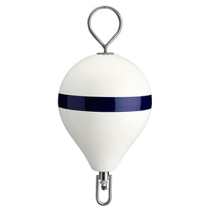 Polyform 13.5" CM Mooring Buoy w/SS Iron - White Blue Stripe [CM-2SS W-STR]