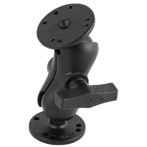 RAM Mount 1.5" Ball Mount w-Short Double Socket Arm & 2-2.5" Round Bases [RAM-101U-B] - RAM Mounting Systems