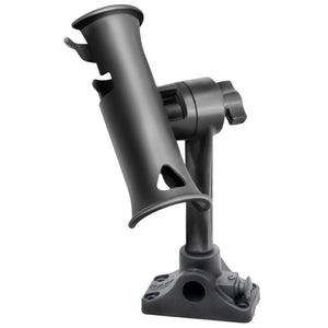 RAM Mount RAM Tube Jr. Fishing Rod Holder, Standard 6" Length Post Spline & Combo Bulkhead-Flat Surface Base w-Plunger [RAP-390-BMPU] - RAM Mounting Systems