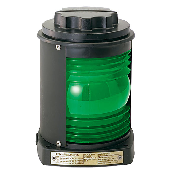 Perko Side Light - Black Plastic, Green Lens [1127GA0BLK] - Perko