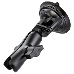 RAM Mount 1" Diameter Ball Standard Length Double Socket Arm w-3.25" Diameter Suction Cup Twist Lock Base [RAM-B-166-103U] - RAM Mounting Systems