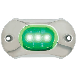 Attwood Light Armor Underwater LED Light - 3 LEDs  - Green [65UW03G-7] - Attwood Marine