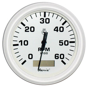 Faria Dress White 4" Tachometer w-Hourmeter - 6,000 RPM (Gas - Inboard) [33132] - Faria Beede Instruments