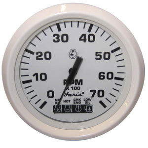 Faria Dress White 4" Tachometer w-Systemcheck Indicator - 7,000 RPM (Gas - Johnson - Evinrude Outboard) [33150] - Faria Beede Instruments