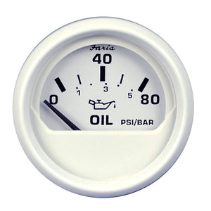 Faria Dress White 2" Oil Pressure Gauge - 80 PSI [13102] - Faria Beede Instruments