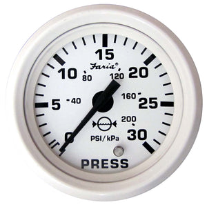 Faria Dress White 2" Water Pressure Gauge Kit - 30 PSI [13108] - Faria Beede Instruments