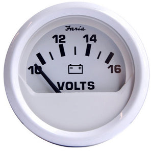 Faria Dress White 2" Voltmeter (10-16 VDC) [13120] - Faria Beede Instruments