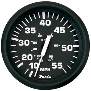 Faria Euro Black 4" Speedometer - 55MPH (Mechanical) [32810] - Faria Beede Instruments