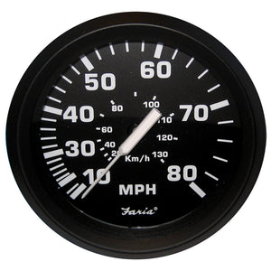 Faria Euro Black 4" Speedometer - 80MPH (Mechanical) [32812] - Faria Beede Instruments