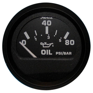 Faria Euro Black 2" Oil Pressure Gauge - 80 PSI [12803] - Faria Beede Instruments