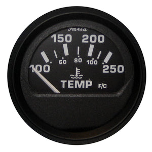 Faria Euro Black 2" Water Temperature Gauge (100-250 DegreeF) [12812] - Faria Beede Instruments