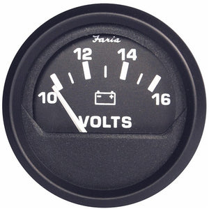 Faria Euro Black 2" Voltmeter (10-16 VDC) [12821] - Faria Beede Instruments