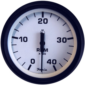 Faria Euro White 4" Tachometer - 4,000 RPM (Diesel - Mechanical Takeoff & Var Ratio Alt) [32942] - Faria Beede Instruments