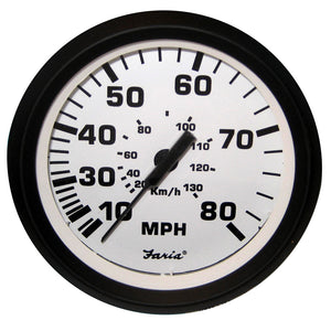 Faria 4" Speedometer - 80MPH (Mechanical) - Euro White [32910] - Faria Beede Instruments