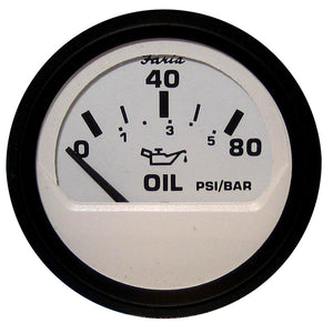 Faria Euro White 2" Oil Pressure Gauge - 80PSI [12902] - Faria Beede Instruments