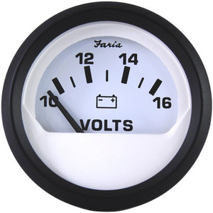 Faria Euro White 2" Voltmeter (10-16 VDC) [12911] - Faria Beede Instruments