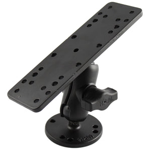 RAM Mount 1" Diameter Ball Mount w-Short Double Socket Arm,  6.25" x 2" Rectangle Base & 2.5" Round Base (AMPS Pattern) [RAM-B-111U-A] - RAM Mounting Systems