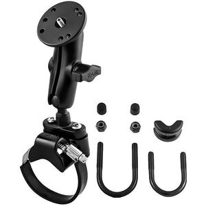 RAM Mount Strap Clamp Roll Bar Mount w-Standard Length Double Socket Arm & 2.5" Round Base w-1-4"-20 Male Threaded Post [RAM-B-149Z-2-202AU] - RAM Mounting Systems