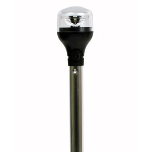 Attwood LightArmor Plug-In All-Around Light - 20" Aluminum Pole - Black Horizontal Composite Base w-Adapter [5550-PA20-7] - Attwood Marine