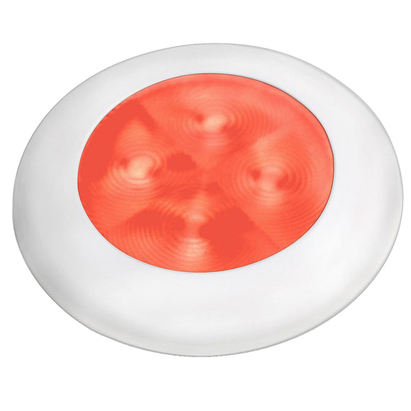 Hella Marine Slim Line LED 'Enhanced Brightness' Round Courtesy Lamp - Red LED - White Plastic Bezel - 12V [980507241] - Hella Marine