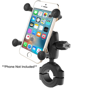 RAM Mount RAM Torque 1 1-8" - 1 1-2" Diameter Handlebar-Rail Base with B Size 1" Ball, Short Arm and X-Grip for Phones [RAM-B-408-112-15-A-UN7U] - RAM Mounting Systems