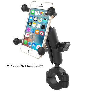 RAM Mount RAM Torque 1 1-8" - 1 1-2" Diameter Handlebar-Rail Bae with 1" Ball, Medium Arm and X-Grip for Larger Phones [RAM-B-408-112-15-UN7U] - RAM Mounting Systems