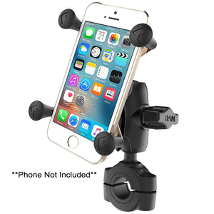 RAM Mount RAM Torque 3-4" - 1" Diameter Handlebar-Rail Base with 1" Ball, Short Arm and X-Grip for Phones [RAM-B-408-75-1-A-UN7U] - RAM Mounting Systems