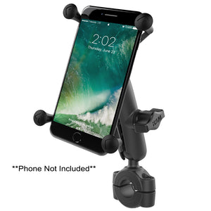 RAM Mount RAM Torque 3-4" - 1" Diameter Handlebar-Rail Base with 1" Ball, Medium Arm and X-Grip for Larger Phones [RAM-B-408-75-1-UN10U] - RAM Mounting Systems