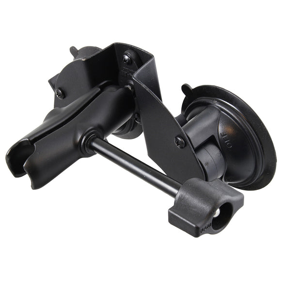 RAM Mount Dual Suction Cup Base w-Medium Length Arm  Retention Knob [RAM-B-189B-201-ALA1-KRU] - RAM Mounting Systems