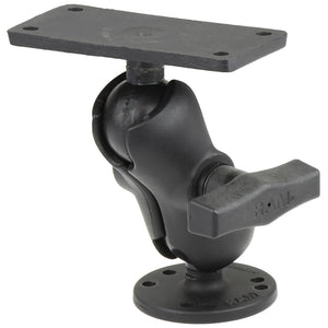 RAM Mount 1.5" Ball Mount w-2.5" Round Base, Short Arm  2" x 4" Plate f-Humminbird Helix 7 Only [RAM-202-24-B-202U] - RAM Mounting Systems