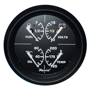 Faria 4" 4-in-1 Multifunction Gauge - Voltmeter (10-16) Fuel Level - Oil PSI (80 PSI) - Water Temp (100-250F) [32851] - Faria Beede Instruments