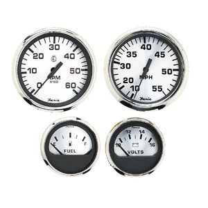 Faria Spun Silver Box Set of 4 Gauges f-Outboard Engines - Speedometer, Tach, Voltmeter  Fuel Level [KTF0182] - Faria Beede Instruments