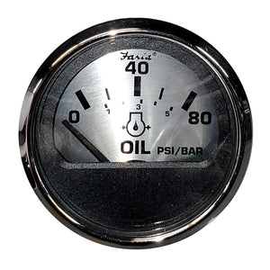 Faria 2" Oil Pressure Gauge (80 PSI) - Spun Silver [16002] - Faria Beede Instruments