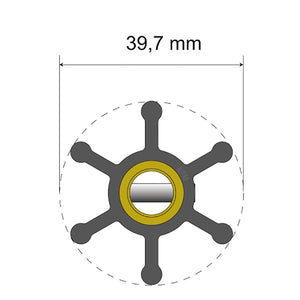 Albin Group Premium Impeller Kit - 39.7 x 9.5 x 19.2mm - 6 Blade - Pin Insert [06-01-003]