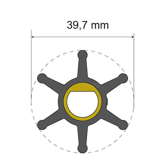 Albin Group Premium Impeller Kit - 39.7 x 12 x 19.2mm - 6 Blade - Single Flat Insert [06-01-004]