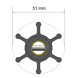 Albin Group Premium Impeller Kit - 51 x 22 x 12.7mm - 6 Blade - Pin Insert [06-01-006]