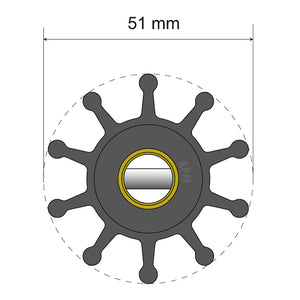 Albin Group Premium Impeller Kit - 51 x 12 x 22mm - 10 Blade - Pin Insert [06-01-010]