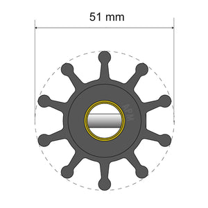 Albin Group Premium Impeller Kit - 51 x 12.7 x 22mm - 10 Blade - Pin Insert [06-01-011]