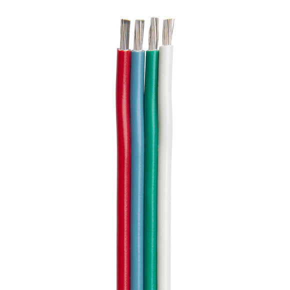 Ancor Flat Ribbon Bonded RGB Cable 18/4 AWG - Red, Light Blue, Green  White - 1000 [160099]