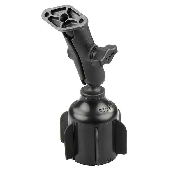 RAM Mount RAM Stubby Cup Holder Mount w-Diamond Plate [RAP-B-299-4-238U] - RAM Mounting Systems