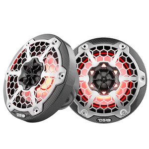 DS18 HYDRO 6.5" 2-Way Marine Speakers w/RGB LED Lights 375W - Black Carbon Fiber [CF-65]