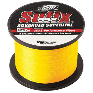 Sufix 832 Advanced Superline Braid - 15lb - Hi-Vis Yellow - 1200 yds [660-315Y]