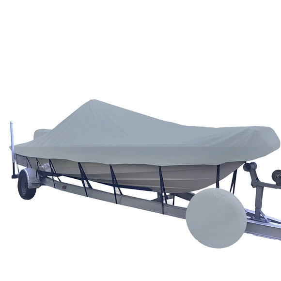 Carver Poly-Flex II Styled-to-Fit Boat Cover f/18.5 V-Hull Center Console Shallow Draft Boats - Grey [71218F-10]