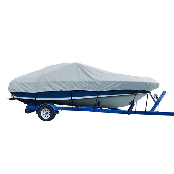 Carver Sun-DURA Styled-to-Fit Boat Cover f/19.5 V-Hull Low Profile Cuddy Cabin Boats w/Windshield  Rails - Grey [77719S-11]