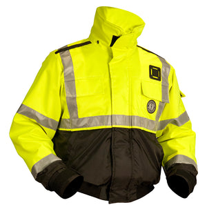 Mustang ANSI High Vis Flotation Bomber Jacket - Fluorescent Yellow/Green/Black - Medium [MJ6214T3-239-M-206]