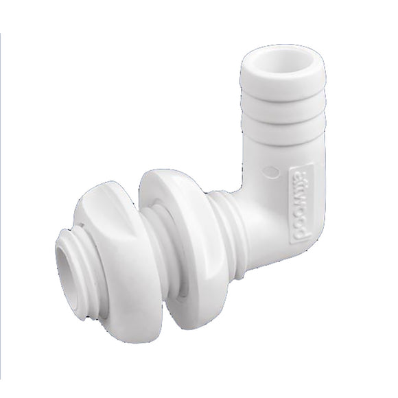 Attwood White Plastic 90 Degree Thru-Hull Connector - 1-1/8