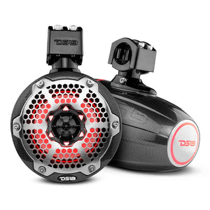 DS18 X Series HYDRO 6.5" Wakeboard Pod Tower Speaker w/RGB LED Light - Black Carbon Fiber [CF-X6TP]